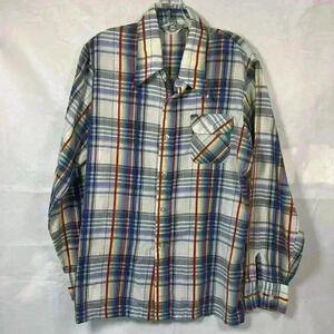VTG 70’s USA Levi’s Panatela Sportswear Button Up Size Large Rainbow Plaid